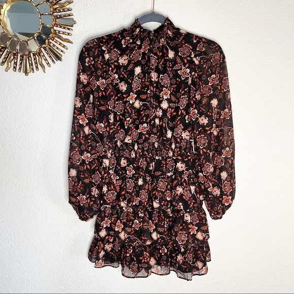 Express Long Sleeve Paisley Ruffle skirt Dress size XXS - Picture 4 of 15